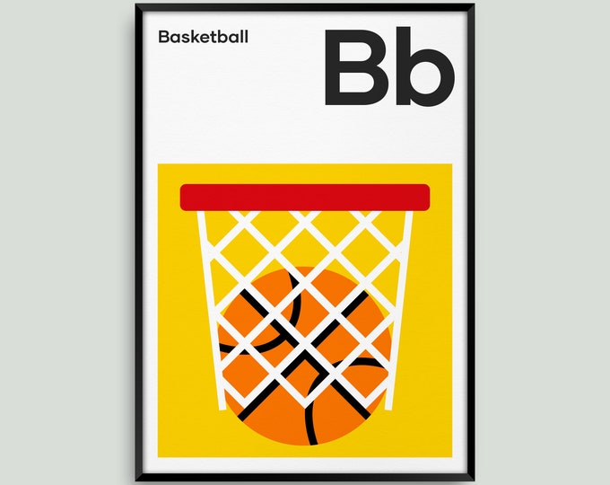 Basketball Dunk, Prints and Posters, Graphic and Bold Artwork, 3 Sizes, Great Gifts for Basketball Fans
