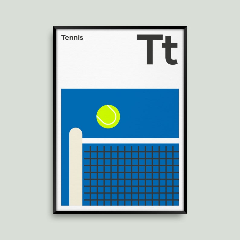 Tennis Net, Prints and Posters, Graphic and Bold Artwork, 3 Sizes, Great Gifts for Tennis Fans image 1