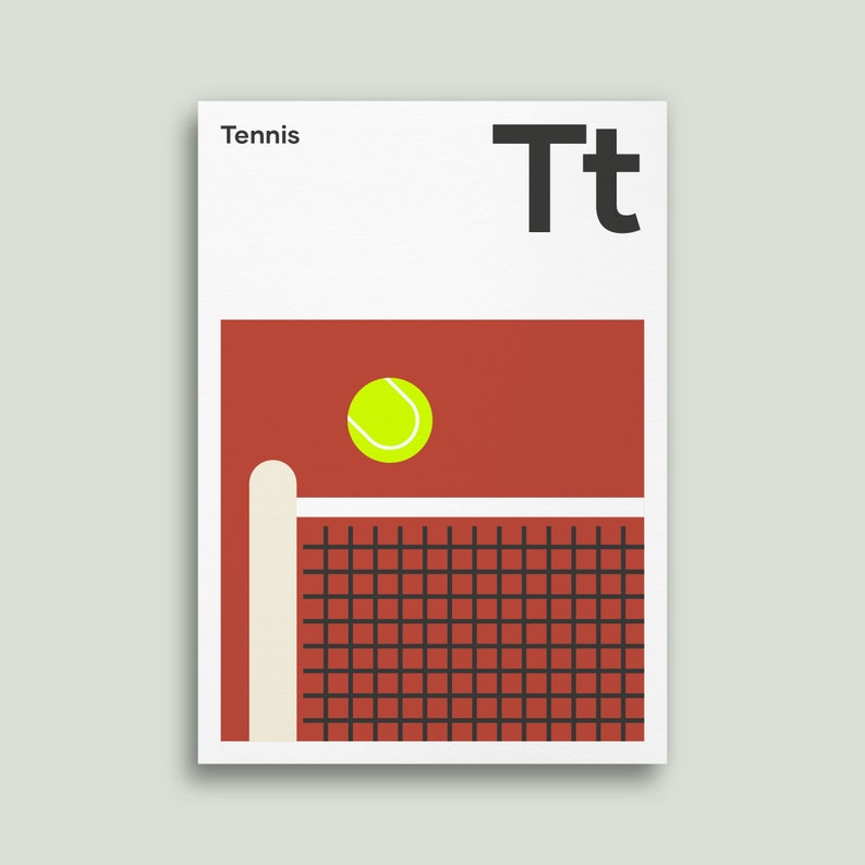 Tennis Net, Prints and Posters, Graphic and Bold Artwork, 3 Sizes, Great Gifts for Tennis Fans image 3