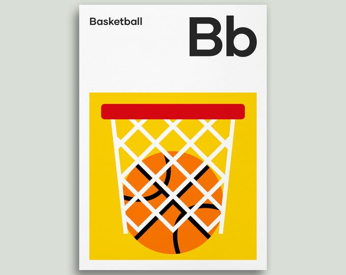 Basketball Print, Basketball Poster, Sports Wall Art, Gift for Students and Basketball Fans