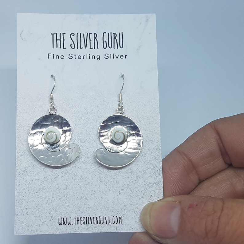 Shiva Eye /& Sterling Silver Beaten Swirl Earrings
