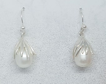 Freshwater Pearl & Sterling Silver Drop Earrings