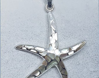 Mother of Pearl & Sterling Silver Mosaic Starfish Necklace