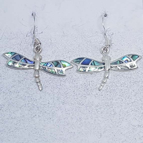 Sterling Silver Dragonfly Abalone Earrings Sterling Silver Dragonfly Abalone Earrings