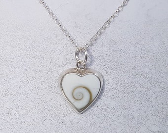 Shiva Eye & Sterling Silver Heart Inlay Necklace