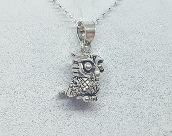 Sterling Silver Articulated Wise Owl Necklace