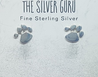 Sterling Silver Paw Stud Earrings