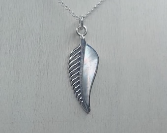 Mother of Pearl & Sterling Silver Ornate Leaf Necklace