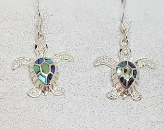 Abalone Shell & Sterling Silver Turtle Earrings