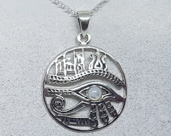 Mother of Pearl & Sterling Silver Eye of Horus Necklace