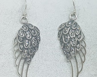 Sterling Silver & Cubic Zirconia Angel Wing Earrings