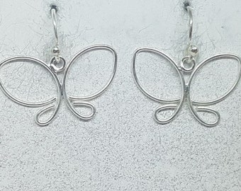 Sterling Silver Wire Butterfly Earrings