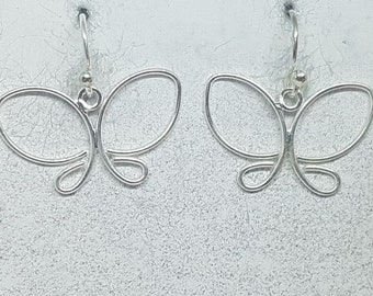 Sterling Silver Wire Butterfly Earrings