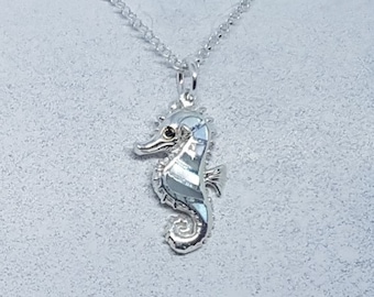 Mother of Pearl & Sterling Silver Seahorse Necklace