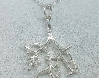 Sterling Silver Coral Branch Necklace