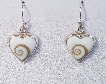 Shiva Eye & Sterling Silver Heart Inlay Earrings