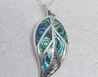 Abalone Shell & Sterling Silver Leaf Necklace