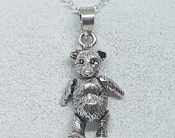 Sterling Silver Articulated Teddy Bear Necklace