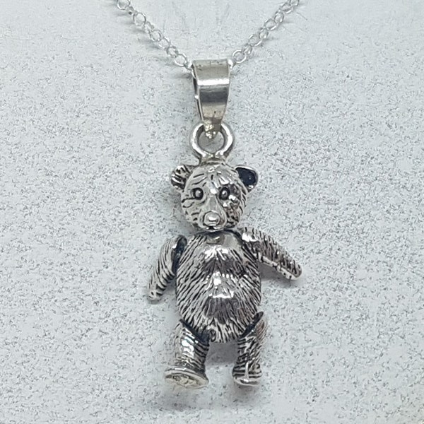 Collier d’ours en peluche articulé en argent sterling