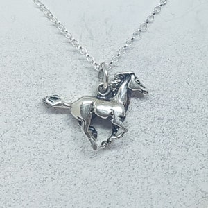 Sterling Silver Galloping Horse Necklace