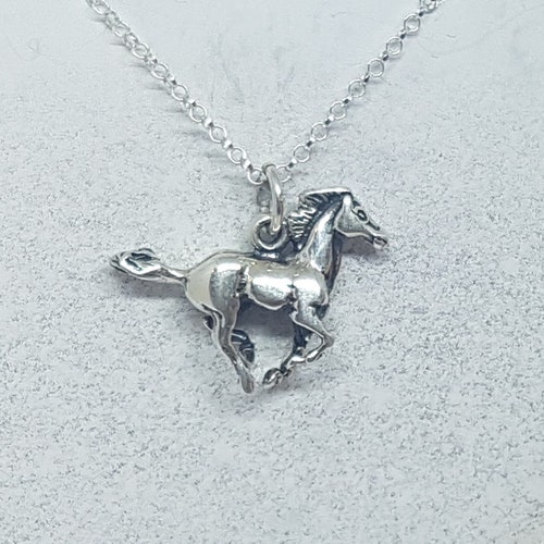Horse Necklace Sterling Silver Horse Pendant Horse Charm Etsy