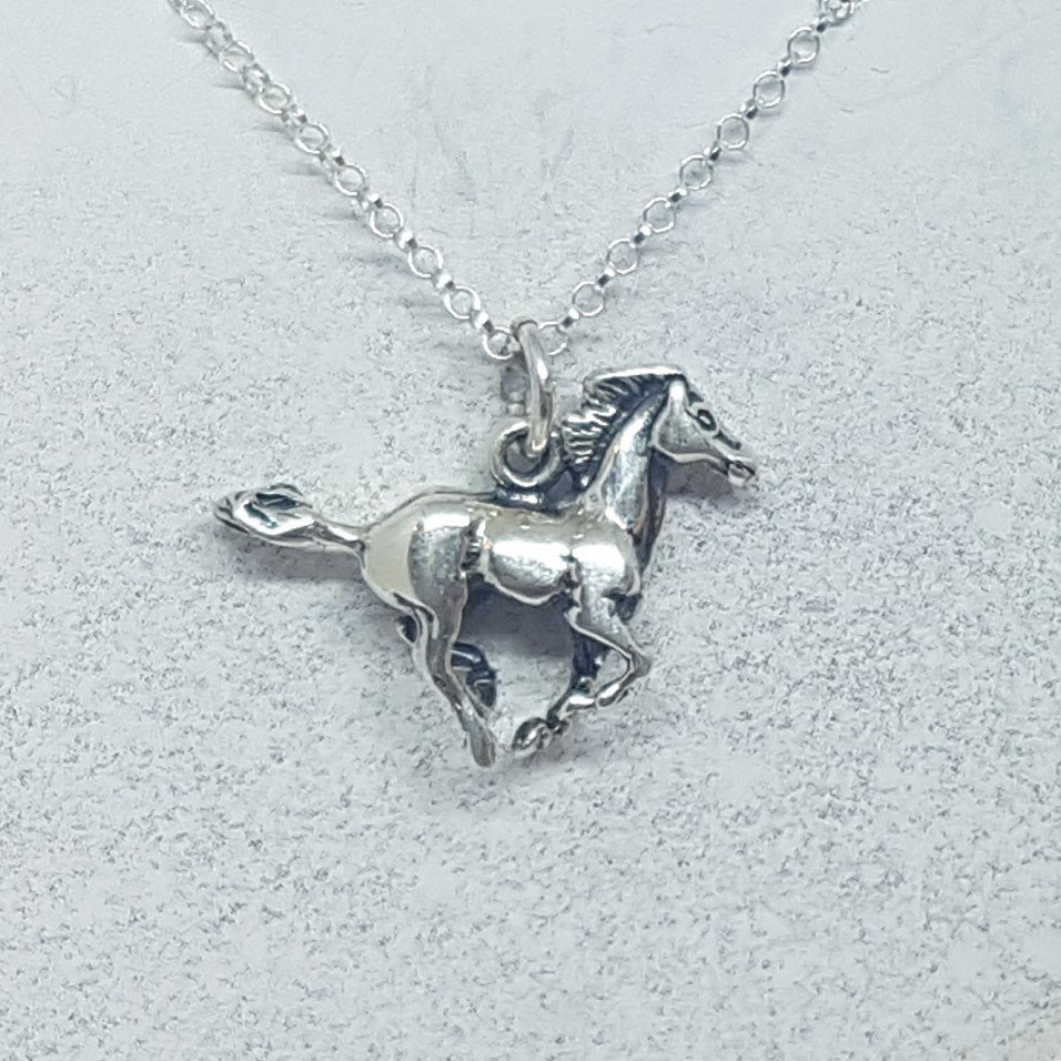 Horse Cameo Sterling Silver Pet Cremation Jewelry Pendant Necklace