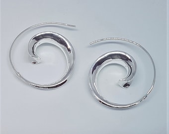 Sterling Silver Polished Through Ear Hoop Earrings