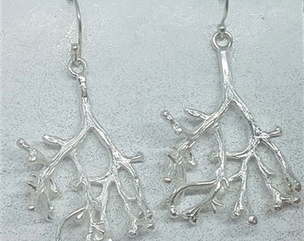 Sterling Silver Coral Branch Earrings