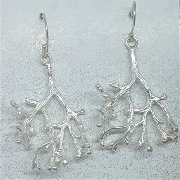 Sterling Silver Coral Branch Earrings