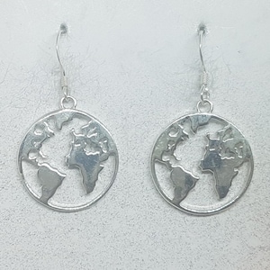 Sterling Silver World Map Earrings