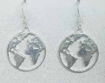 Sterling Silver World Map Earrings