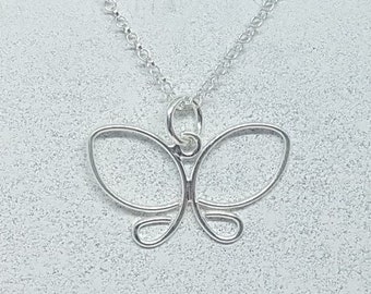 Sterling Silver Wire Butterfly Necklace