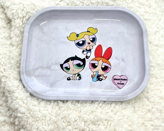 Mini Rolling Tray - Power Puff // Cute Rolling Trays // Weed Tray // 420 Gift // Custom Rolling Tray // Girly Smoking Accessories