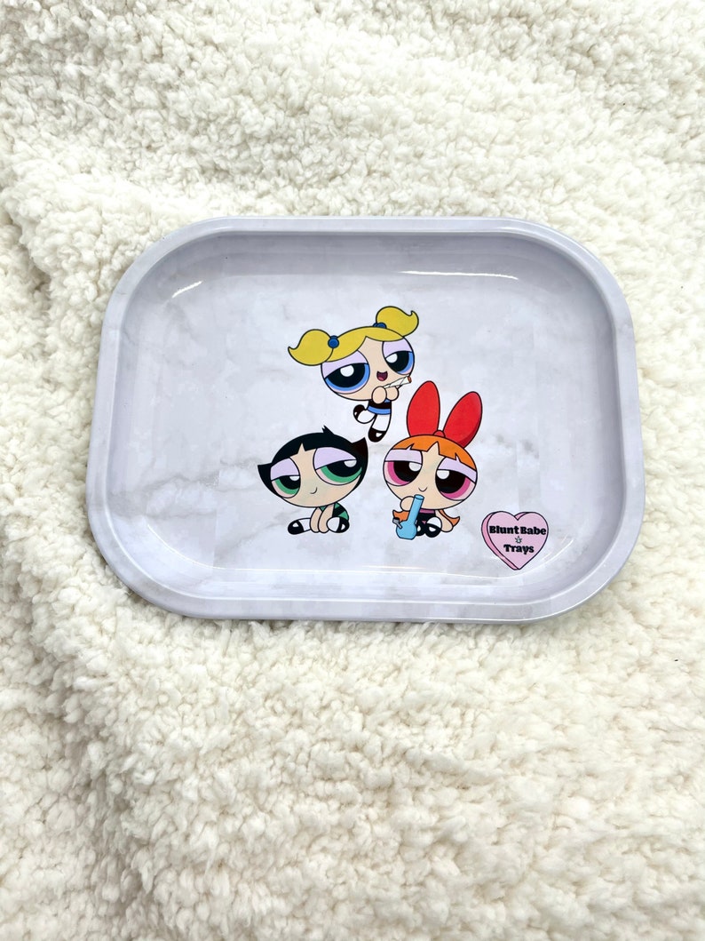 Mini Rolling Tray - Power Puff // Cute Rolling Trays // Weed Tray // 420 Gift // Custom Rolling Tray // Girly Smoking Accessories 