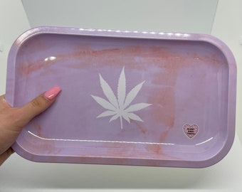 Marble Weed Leaf Rolling Tray // Cute Rolling Trays // Weed Tray // 420 Gift // Girly Smoking Accessories