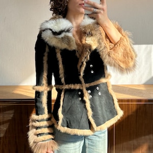 y2k punk grunge velours fur jacket coat