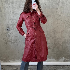 Red Leather Coat Etsy UK