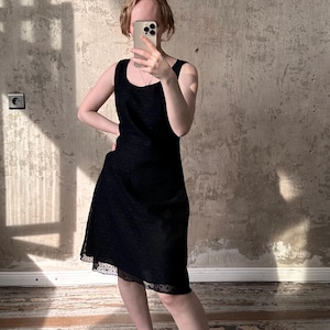 Vintage A-line midi dress in black
