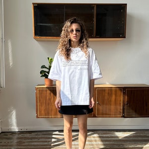 Oversized unisex printed cotton t-shirt in white