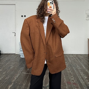 Vintage oversized wool blazer in brown