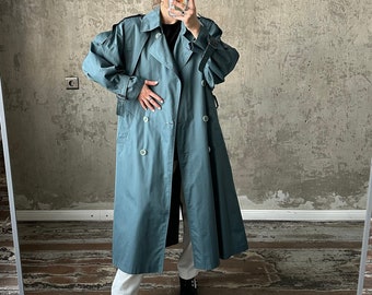 Vintage straight trench coat in light blue