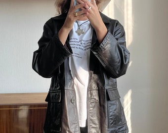 Vintage 90s leather jacket in brown