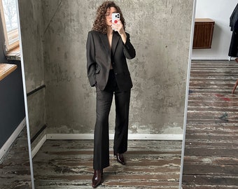 Vintage office suit in brown, office siren suit