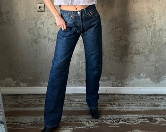 Vintage Levi's Jeans 501 (W32 L34), vintage blauwe jeans met hoge taille