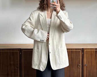 blazer en lin vintage des années 90 en blanc