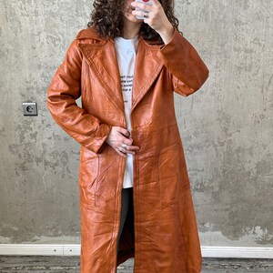 Orange leather trench coat new arrivals