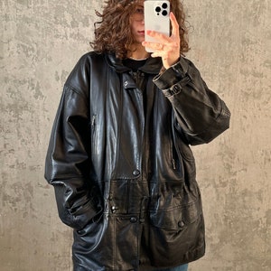 Vintage 90s Black Leather Jacket - Etsy Vintage 90s Black Leather Jacket - Etsy