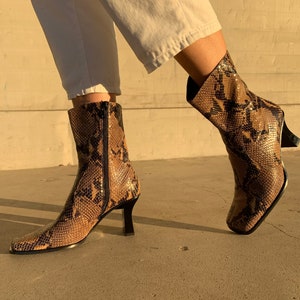 Beige faux snake ankle boot on sale