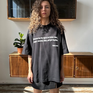 Oversized unisex printed cotton t-shirt in black