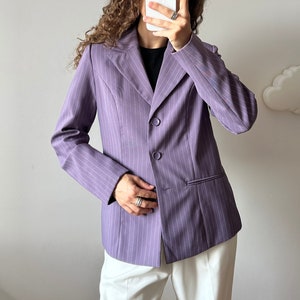Vintage striped wool blazer in purple